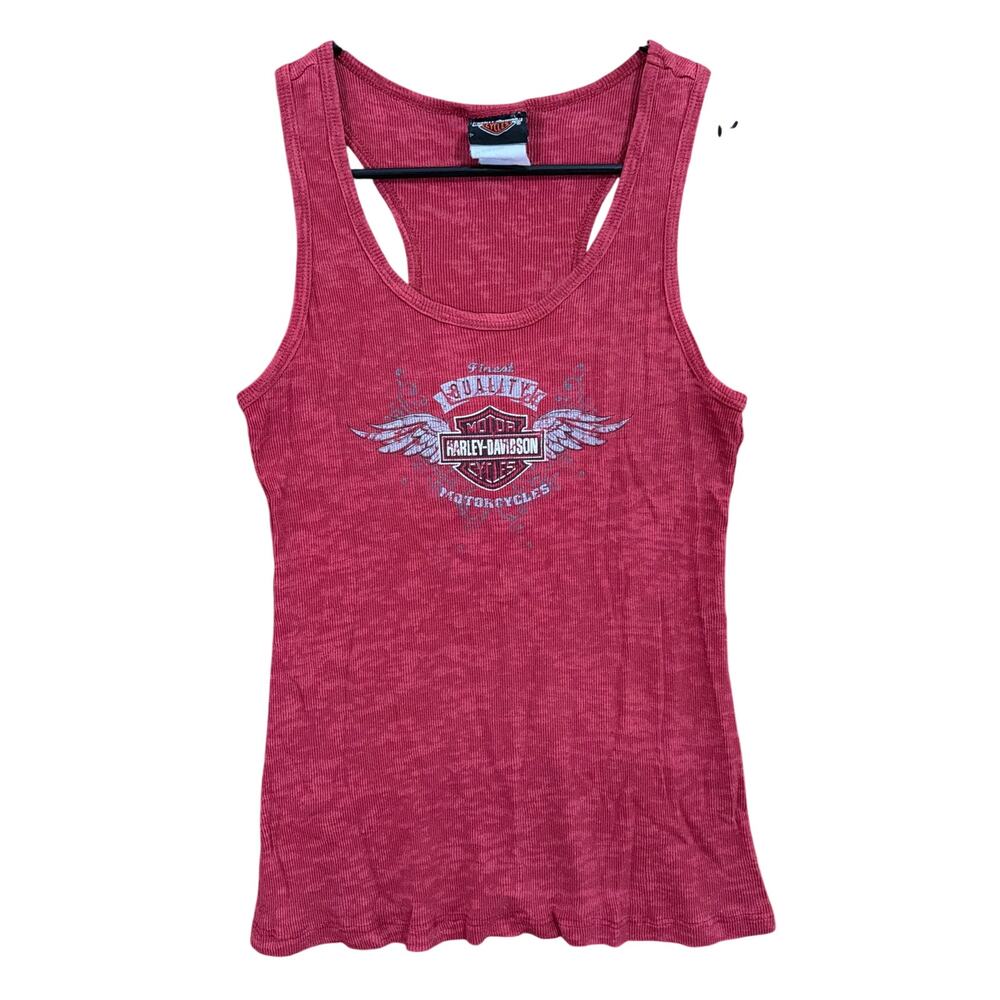 Harley Davidson Womens Shirt Red Tank Top Morgantown West Virginia Stretch S